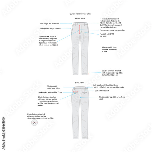 pant design and sketch for men or women with pant tech pack