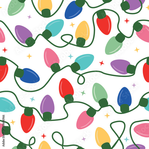 Christmas lights seamless repeat pattern,  holiday background