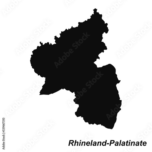 Vector high quality map of the German federal state of Rhineland-Palatinate - Black silhouette map isolated on white