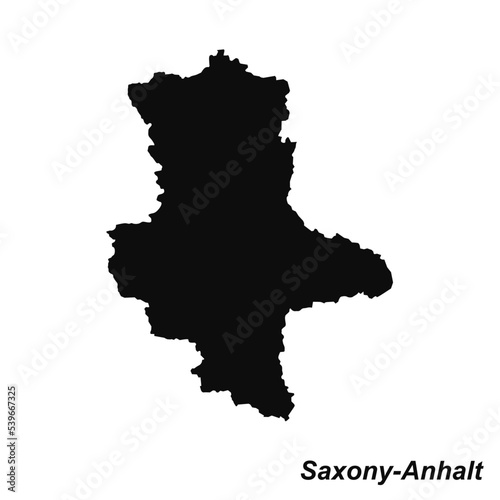 Vector high quality map of the German federal state of Saxony-Anhalt - Black silhouette map isolated on white