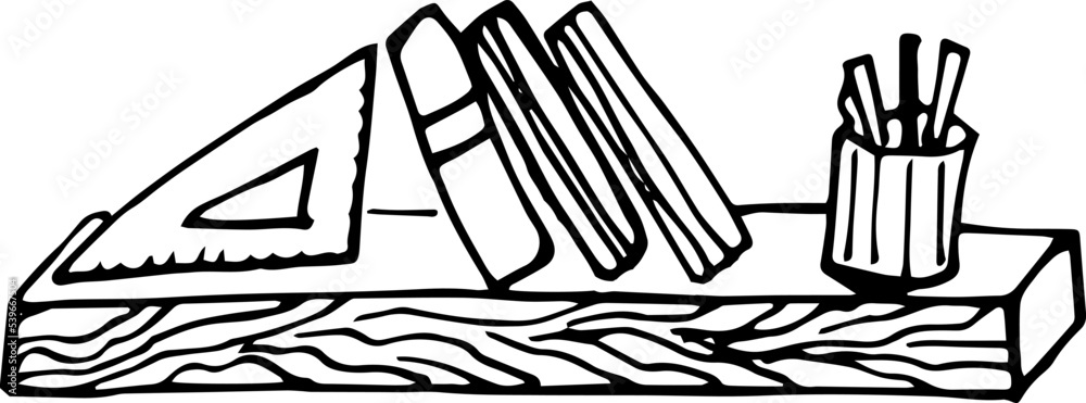 Cute book shelf hand drawn illustration. Vector doodle graphic Cute book shelf hand drawn illustration. Vector doodle graphic