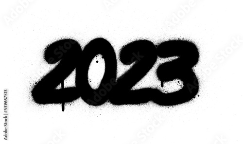 graffiti date 2023 sprayed in black over white