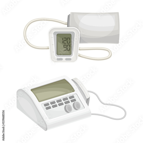 Sphygmomanometer and Defibrillator as Medical Device Vector Set