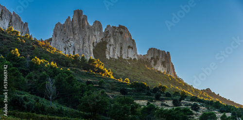 landscape of the dentelle de montmirail , small mountains in provence France , taken at Beaume de Venise , vaucluse , France