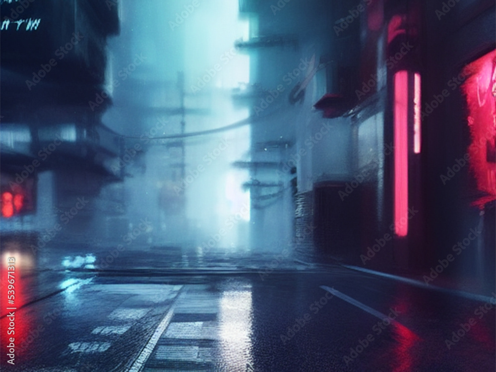 cyberpunk rainy streets 8