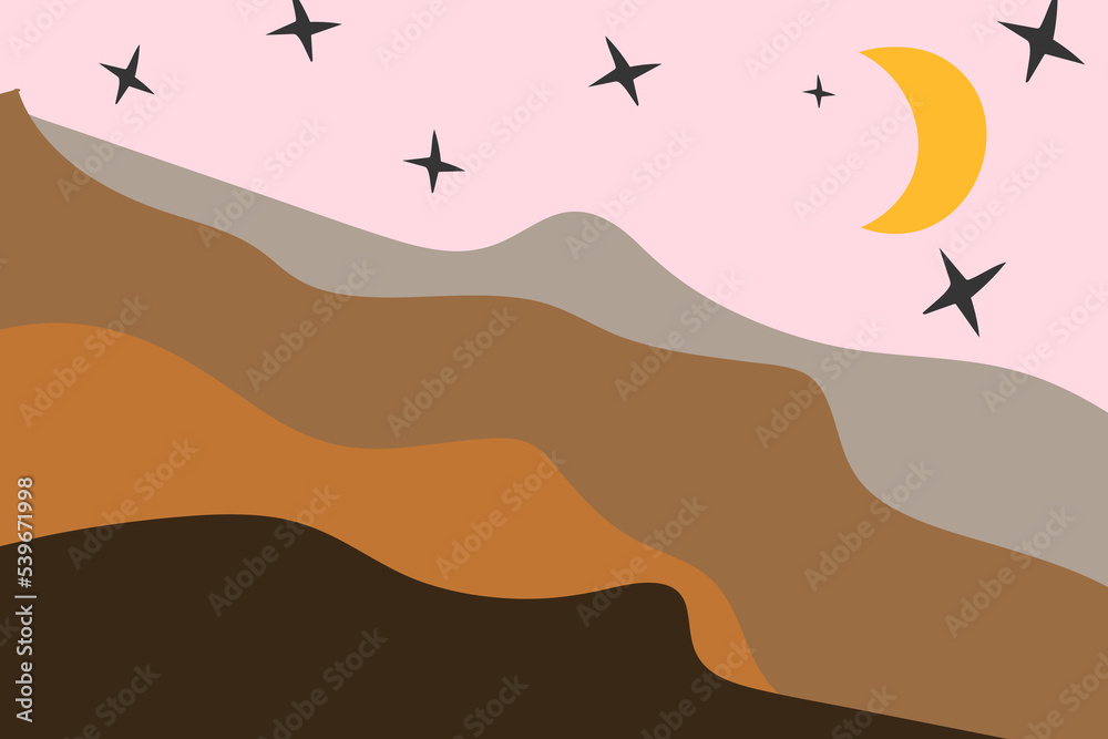 Abstract hand drawn mountain landscape. Contemporary drawing template poster design. Abstract hand drawn mountain landscape. Contemporary drawing template poster design.