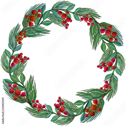 christmas frame wreath watercolor clipart