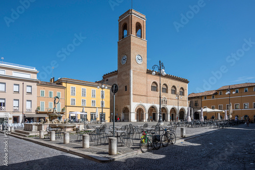 The beautiful central square of Fano with the historic palace of reason