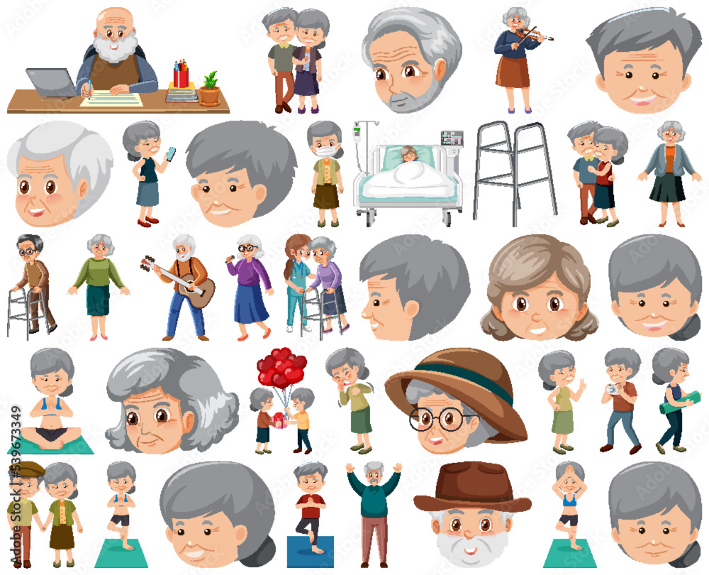 Fototapeta premium Collection of elderly people icons
