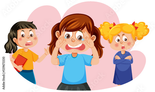 Kids teasing and bullying girl