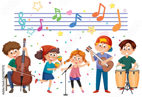 Children playing musical instrument