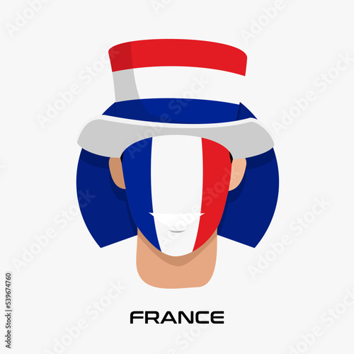 Vector Design illustration of collection of football fans smile faces with france flag on caps.