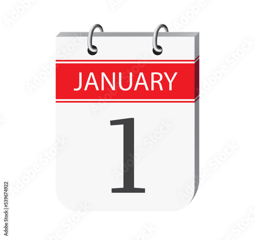1st january calendar page. 3d one day calendar date appointment, event reminder illustration. New years day calendar. 