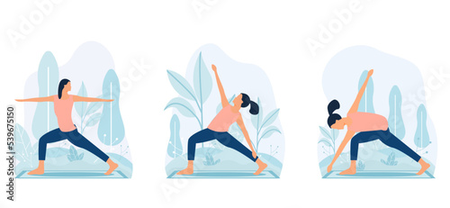 Yoga activity flat bundle design illustration