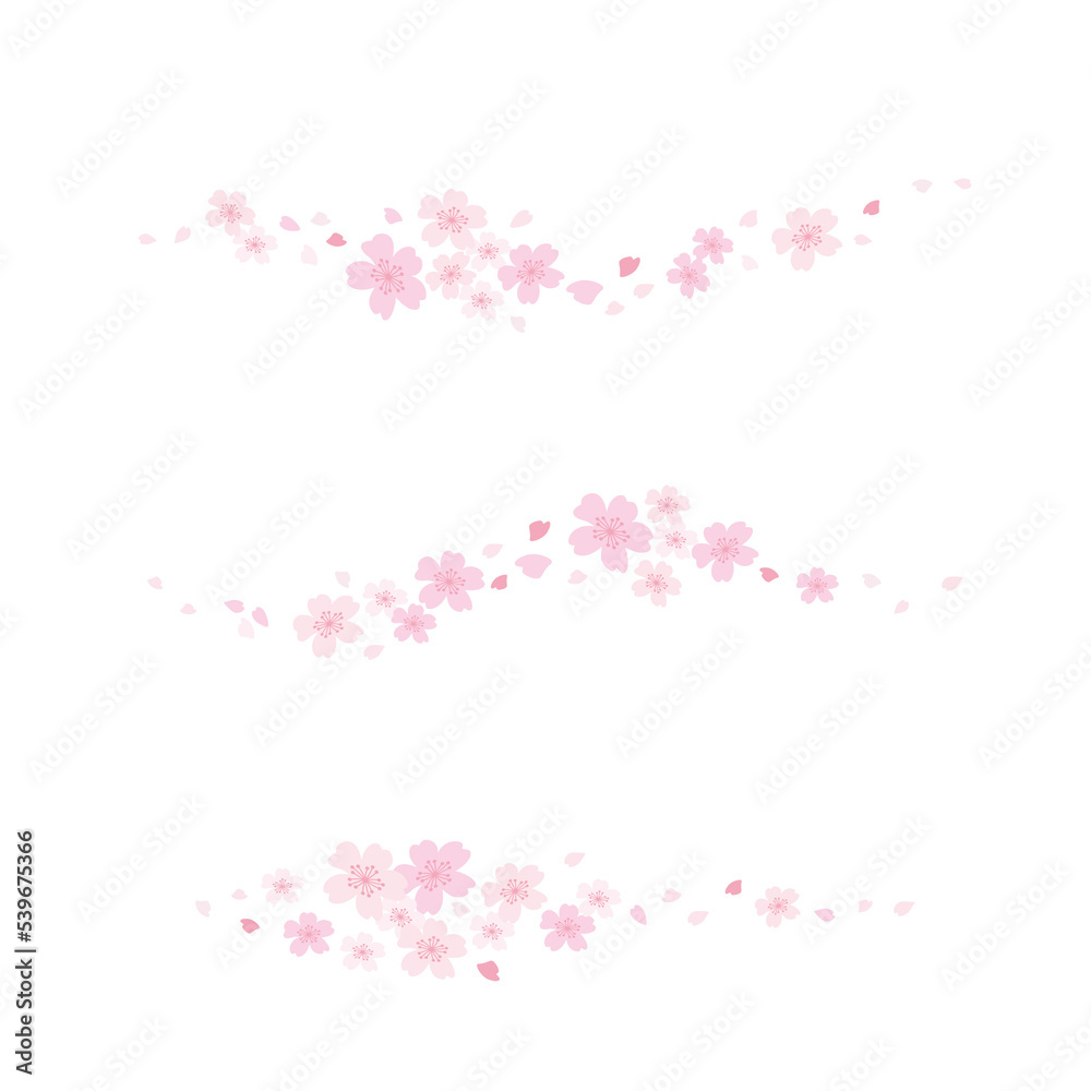 cherry blossom petals border illustration set	