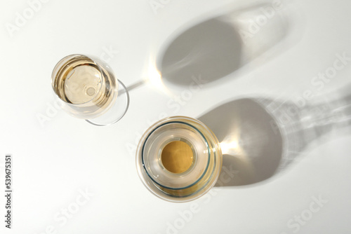 Concept of delicious alcohol drink, wine, top view