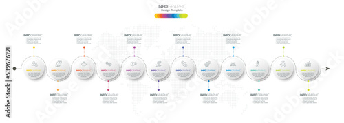 12 Months modern Timeline diagram calendar, Infographic template for business.