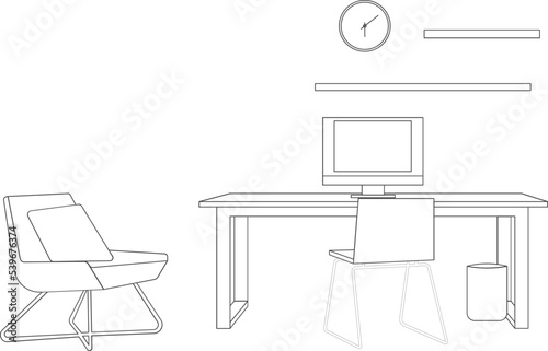 coworking space, concept illustration. Young people, freelancer men and women working on laptop and computer at home.