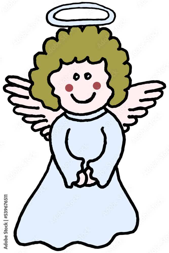 Cartoon doodle of the Christmas angel. Cheerful cute vector illustration isolated on transparent background Cartoon doodle of the Christmas angel. Cheerful cute vector illustration isolated on transparent background