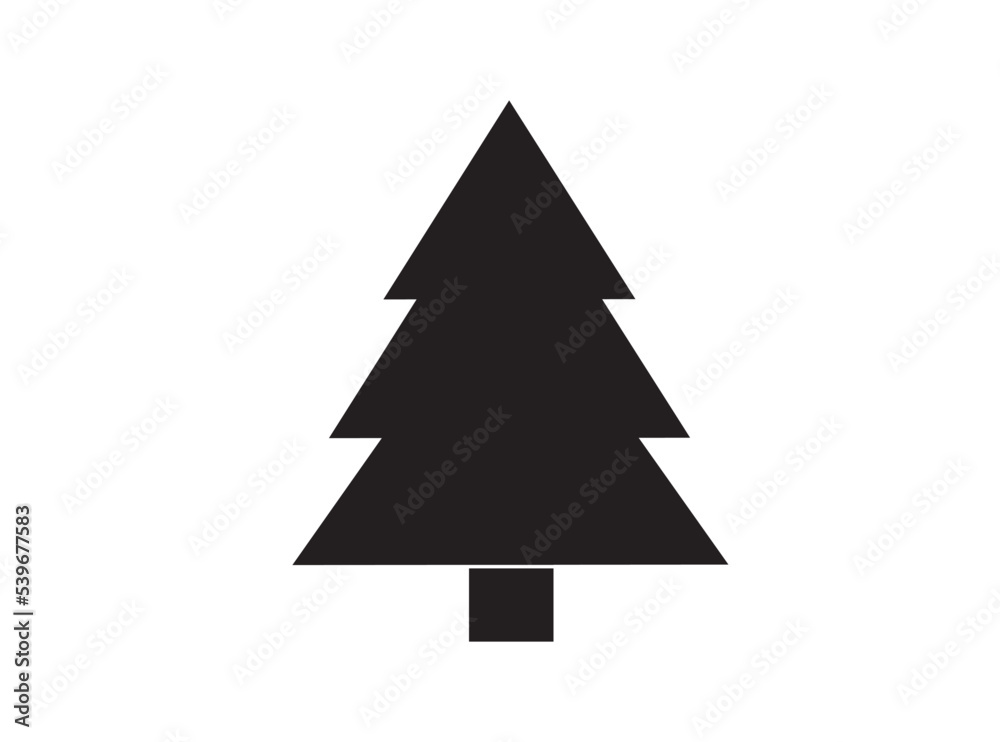 Flat black vector icon - fir-tree (pine). Park. Forest. Happy New Year