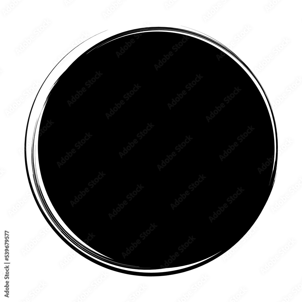 Black Hand drawn calligraphy brush circle frame on transparent background Black Hand drawn calligraphy brush circle frame on transparent background