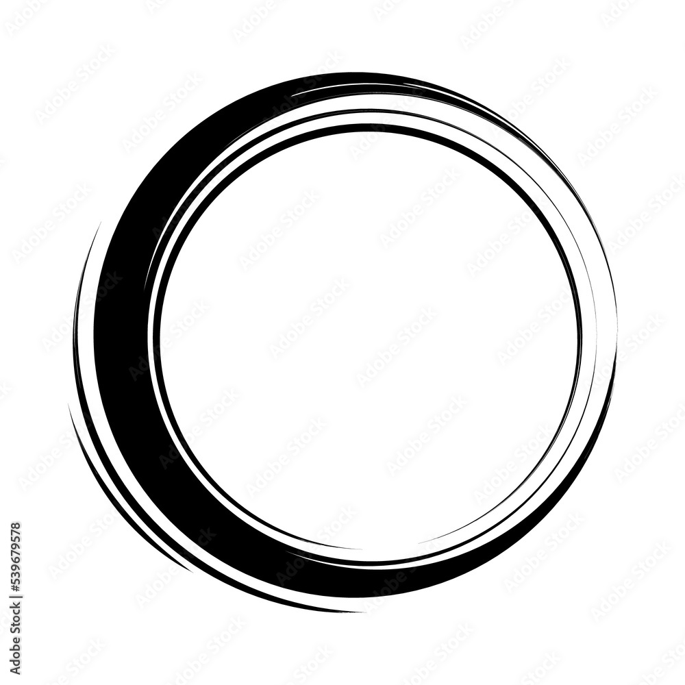 Black Hand drawn calligraphy brush circle frame on transparent background Black Hand drawn calligraphy brush circle frame on transparent background