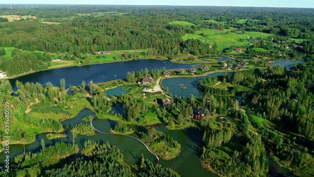 Green Space has created a micro-village with 10 modern wooden houses with almost zero energy consumption on the territory of Amatciems - Aerial view Green Space has created a micro-village with 10 modern wooden houses with almost zero energy consumption on the territory of Amatciems - Aerial view