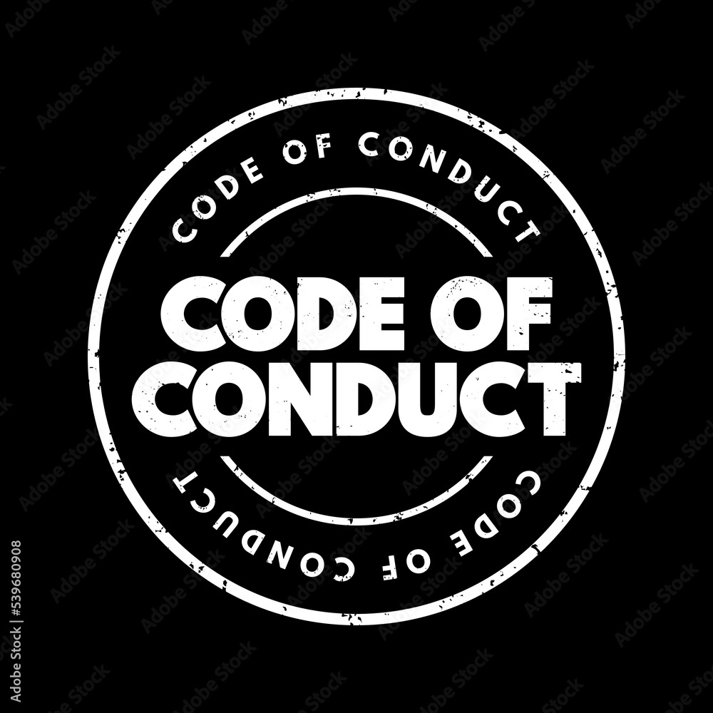 Code Of Conduct text stamp, concept background