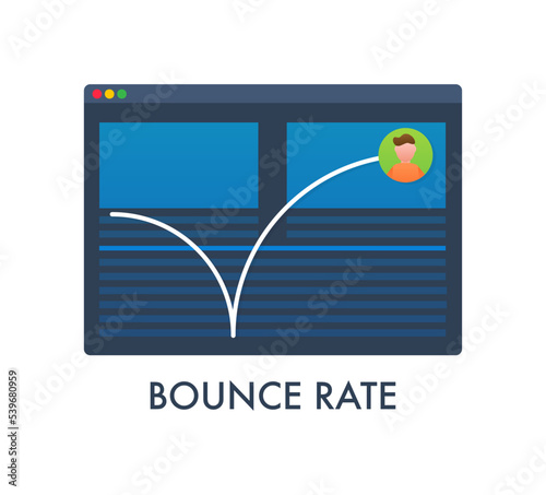 Website Bounce rate, exit rate, internet marketing. Vector stock illustration.