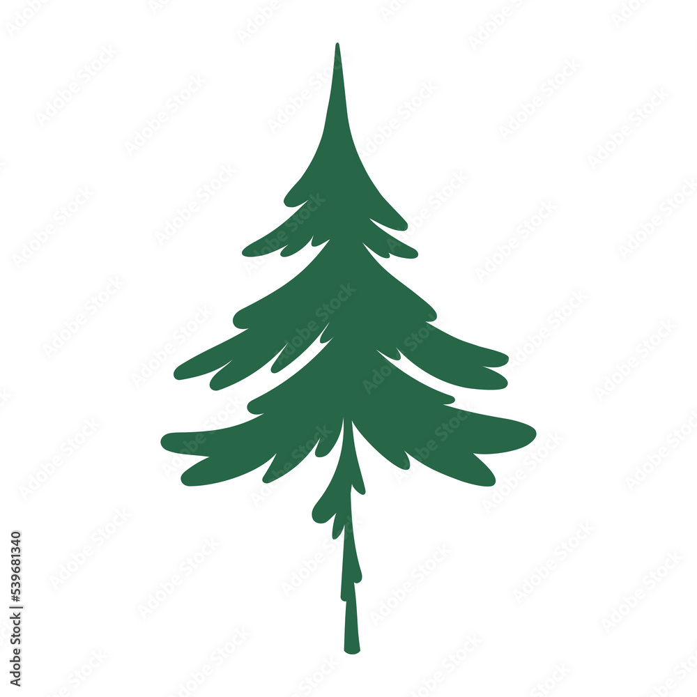 Spruce tree silhouette, cartoon style. Trendy modern vector illustration isolated on white background, hand drawn, flat design. Spruce tree silhouette, cartoon style. Trendy modern vector illustration isolated on white background, hand drawn, flat design.