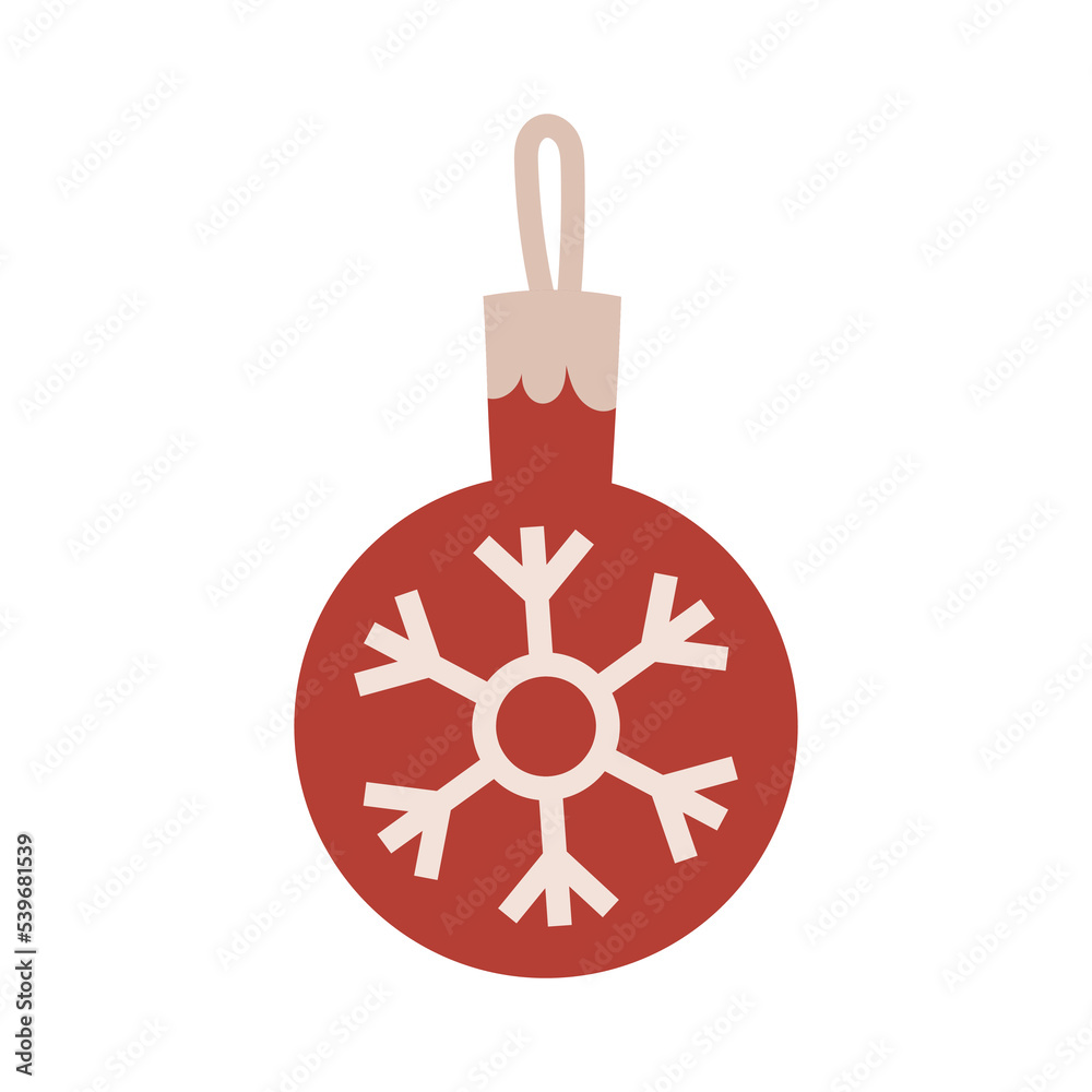 Christmas toy, ball with snowflake, cartoon style. Trendy modern vector illustration isolated on white background, hand drawn, flat design. Christmas toy, ball with snowflake, cartoon style. Trendy modern vector illustration isolated on white background, hand drawn, flat design.