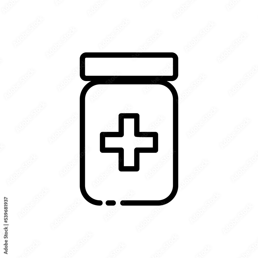Medicine line icon. Reminder about pills, anti-pregnancy pills, antibiotic, treatment, illness, prescription, vitamins, anesthesia. Healthcare concept. Vector black line icon on a white background Medicine line icon. Reminder about pills, anti-pregnancy pills, antibiotic, treatment, illness, prescription, vitamins, anesthesia. Healthcare concept. Vector black line icon on a white background