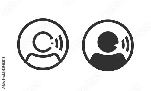 Voice command recognition icon vector pictogram symbol or speak talk sound graphic logo cut out black and white round circle illustration isolated image clipart