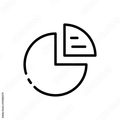 Pie chart for accounting report line icon. Dollar sign, percent, diagram, analytics, statistic, pay tax, income, spending. Finacial management concept. Vector black line icon on a white background