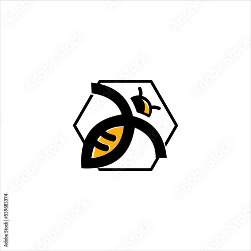 Modern abstract and fun honey wasp vector illustration. Animal logo template
