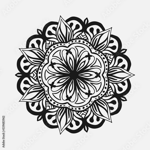 Circular pattern in form of mandala for Henna  tattoo  decoration. Decorative ornament in ethnic oriental style. Coloring book page.