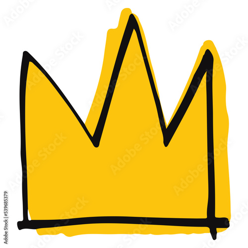 Crown hand drawn illustration in emo doodle design