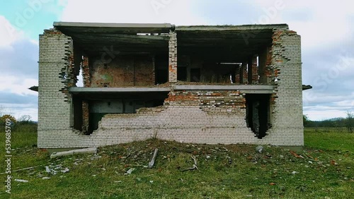 destroyed building. old and ruined brick building