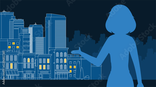 Downtown vector building illustration isolated on background