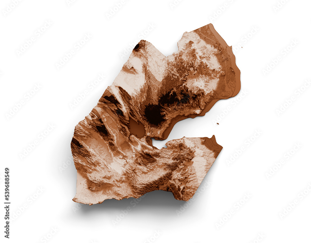 Obraz premium Map of Djibouti in old style, brown graphics in a retro style Vintage Style. High detailed 3d illustration
