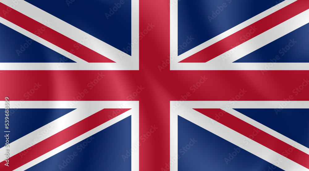 National flag of Great Britain with imitation of light waves on the fabric. Vector stock illustration National flag of Great Britain with imitation of light waves on the fabric. Vector stock illustration