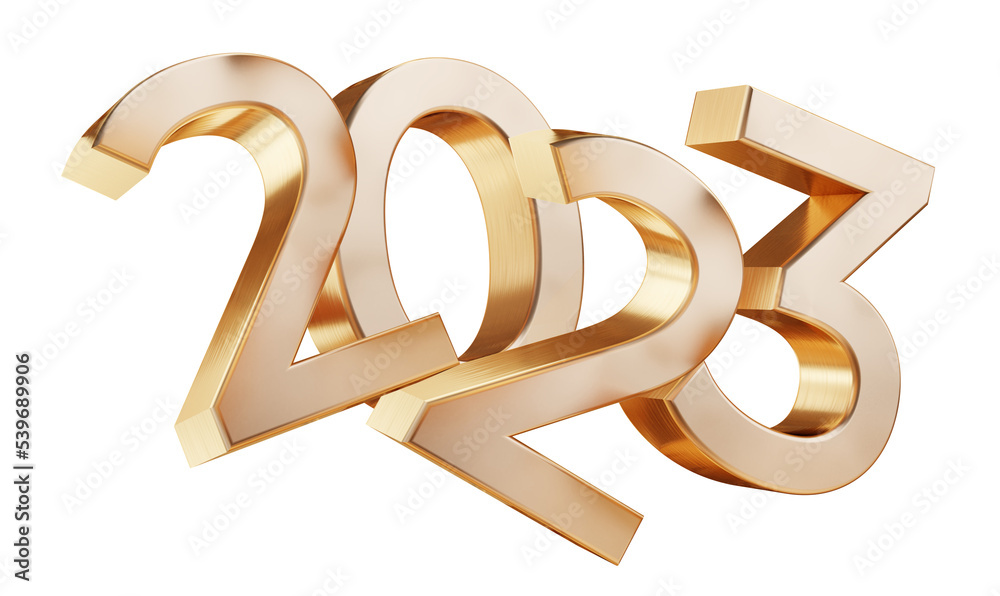 year symbol 2023 gold metallic 3d-illustration isolated year symbol 2023 gold metallic 3d-illustration isolated