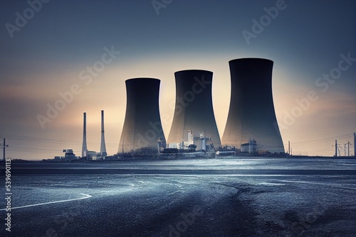 Foto Midjourney render of a nuclear power plant