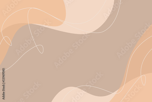 neutral colours empty card, brown, beige and orange background with curvy lines