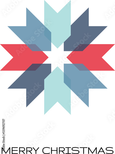 Merry Christmas greeting card with geometrical snowflake