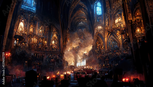 AI generated image of the Notre Dame cathedral at Paris in the 1700s