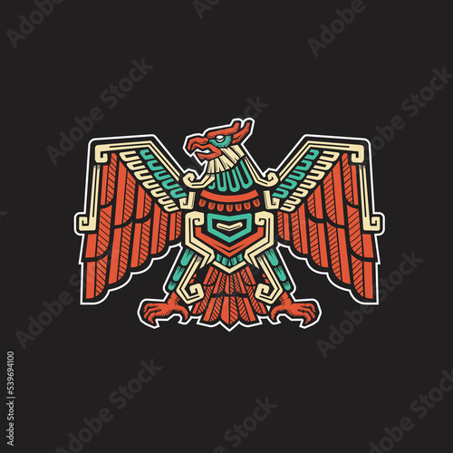 aztec eagle hand drawn vector photo