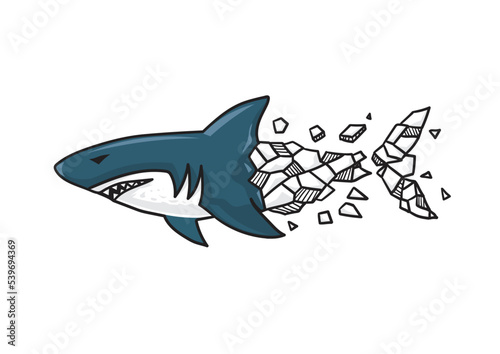 shark vector burs out of geometry