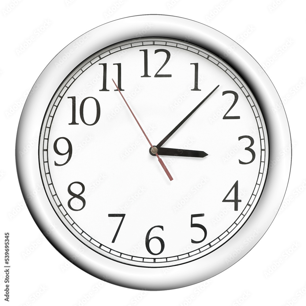A traditional office wall clock isolated on a white background A traditional office wall clock isolated on a white background