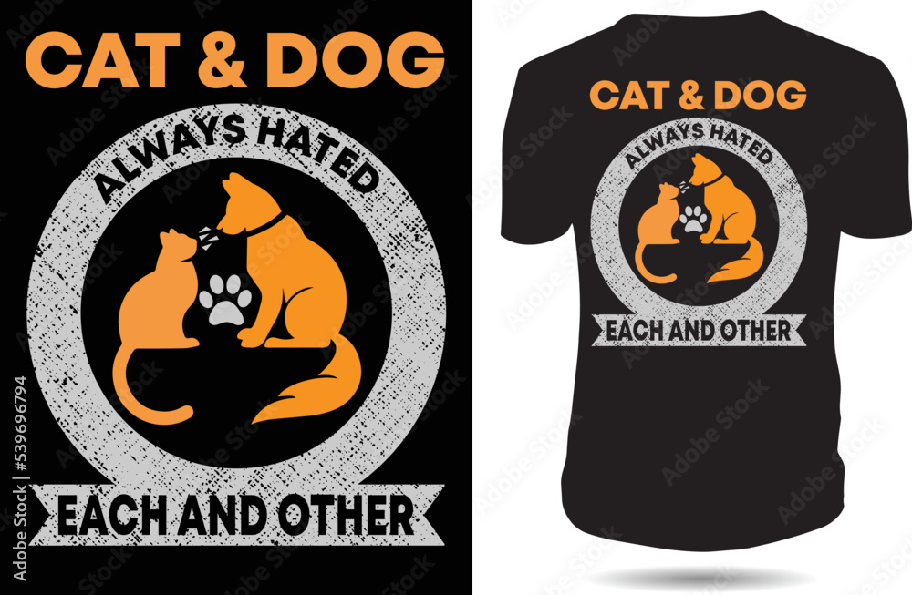 Fototapeta premium Cat Lover T-shirt, cat t shirt design vector. Typography, quote, cat t shirt design. Cat t shirt design for cat lover. design - 24